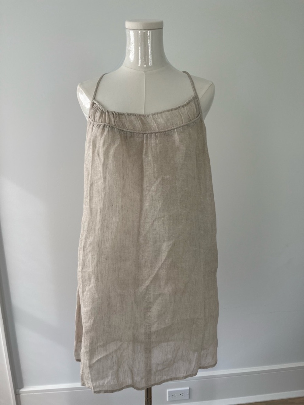 Eileen Fisher Natural Linen Slip Dress in Beige
